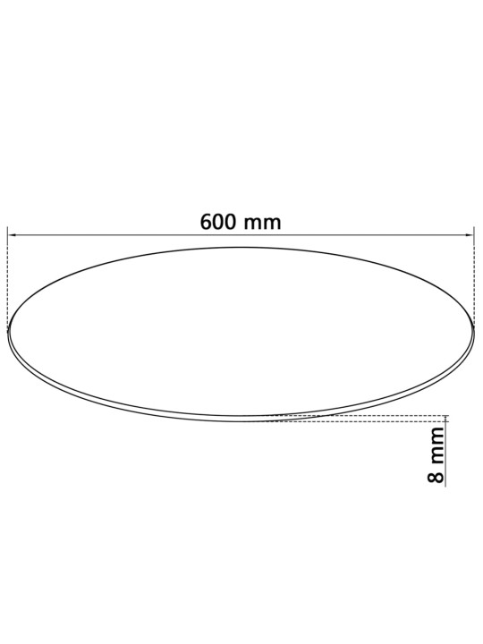 Stolní deska z tvrzeného skla, kulatá, 600 mm