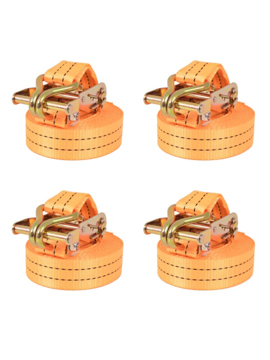 Ráčnové upínací pásy, 4 ks, 1 tuna, 6mx38mm, oranžové