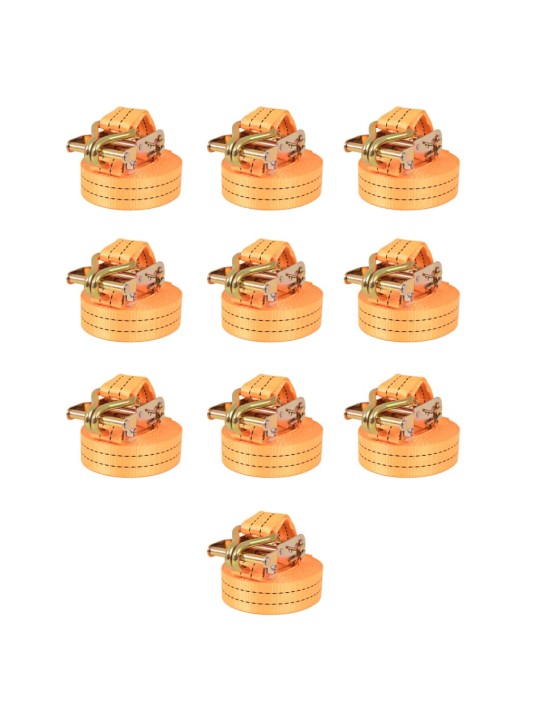 Ráčnové upínací pásy, 10 ks, 1 tuna, 6mx38mm, oranžové