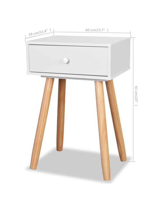 Noční stolek 2 ks masivní borovice 40 x 30 x 61 cm bílý