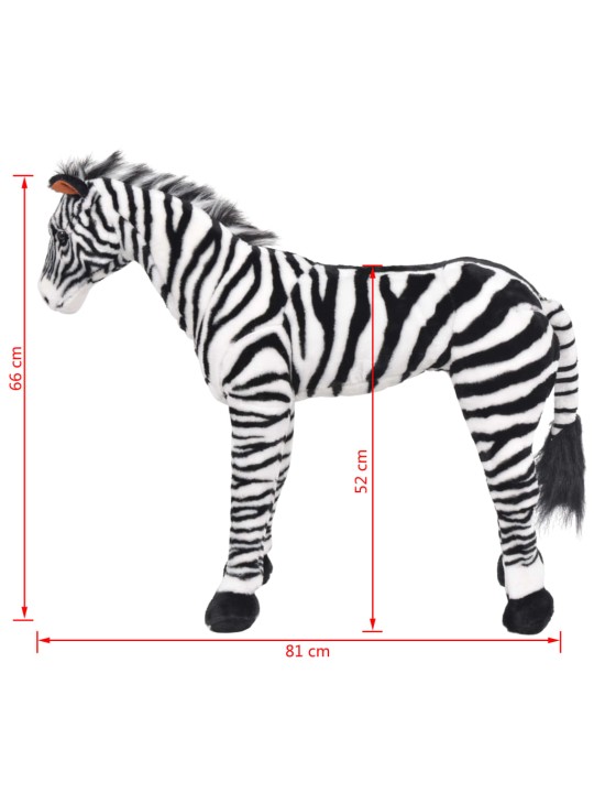 Stojící plyšová hračka zebra černá a bílá XXL