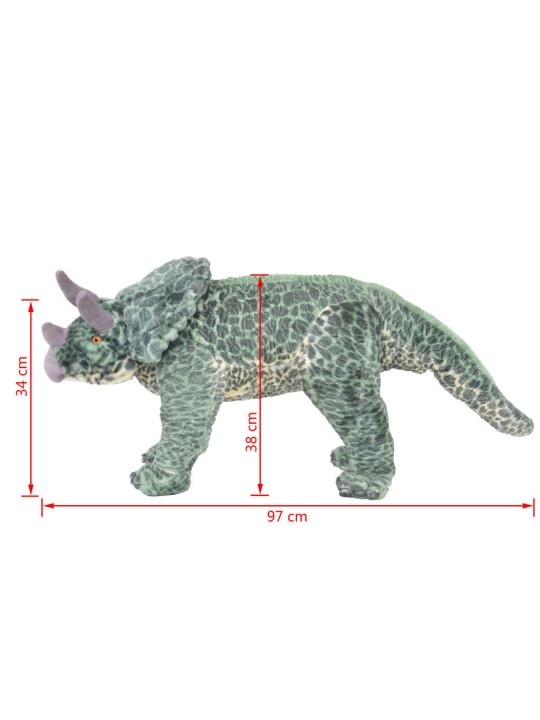 Stojící plyšová hračka dinosaurus triceratops zelený XXL