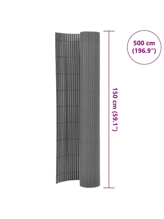 Oboustranný zahradní plot pvc 150 x 500 cm šedý