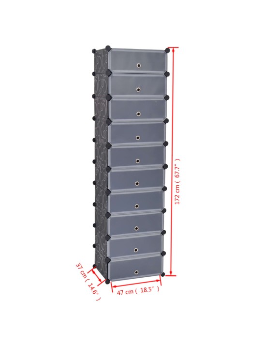 Organizér na boty s 10 přihrádkami, černý