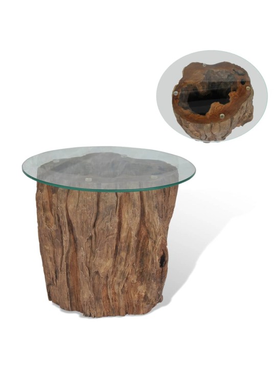Konferenční stolek teak a sklo 50 x 40 cm