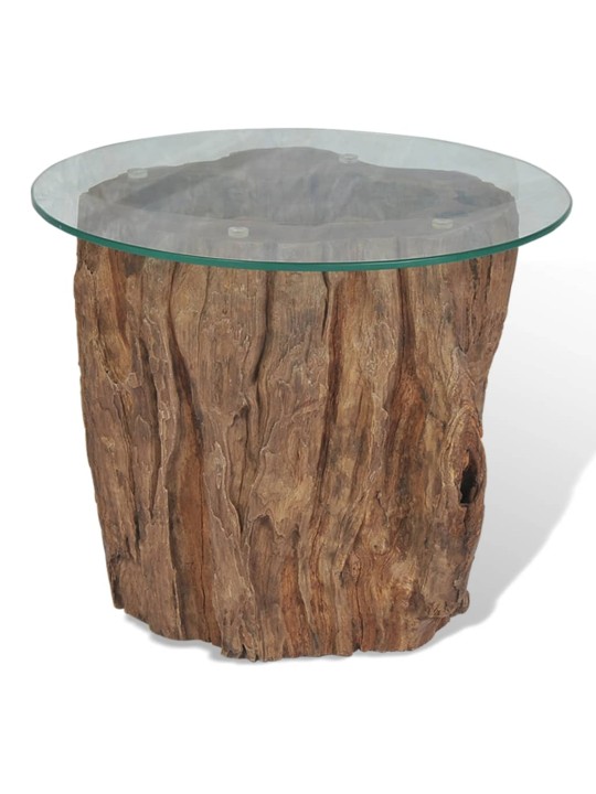 Konferenční stolek teak a sklo 50 x 40 cm