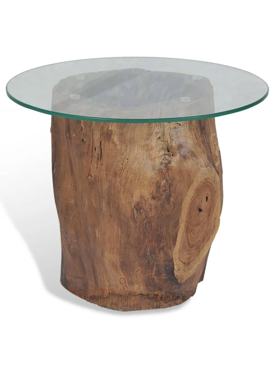 Konferenční stolek teak a sklo 50 x 40 cm