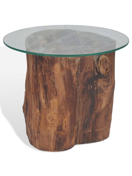 Konferenční stolek teak a sklo 50 x 40 cm