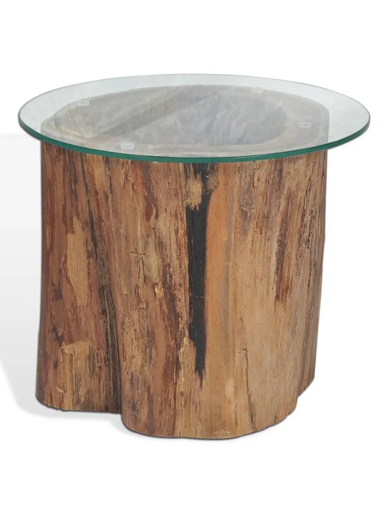 Konferenční stolek teak a sklo 50 x 40 cm