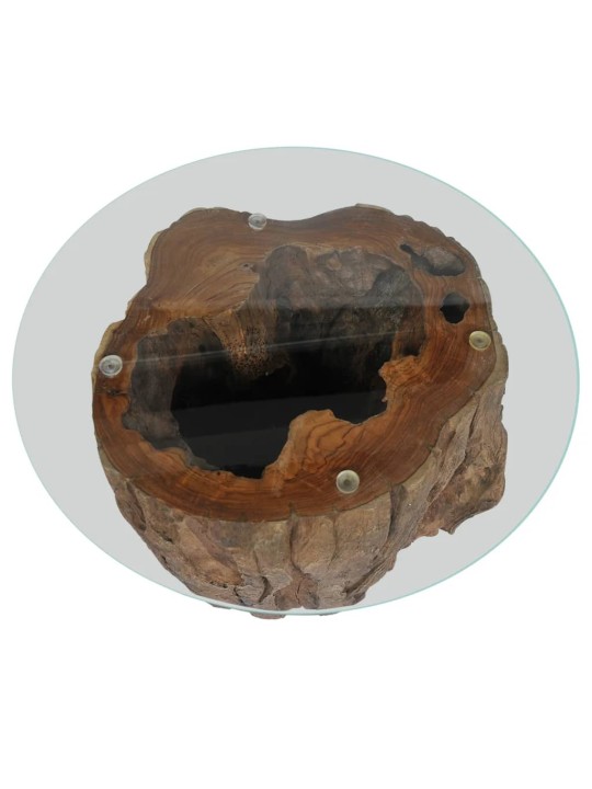 Konferenční stolek teak a sklo 50 x 40 cm