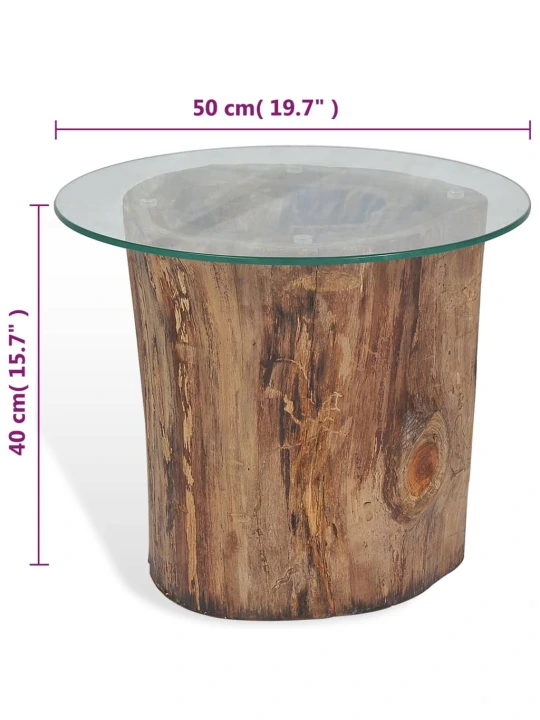 Konferenční stolek teak a sklo 50 x 40 cm