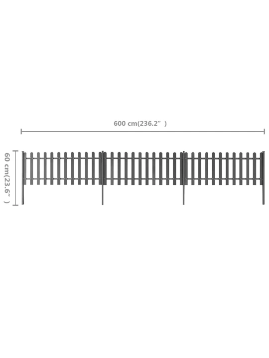 Laťkový plot se sloupky 3 ks WPC 600 x 60 cm