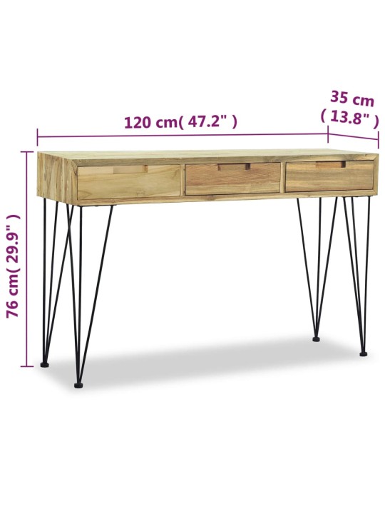 Odkládací stolek, masivní teak, 120x35x76 cm