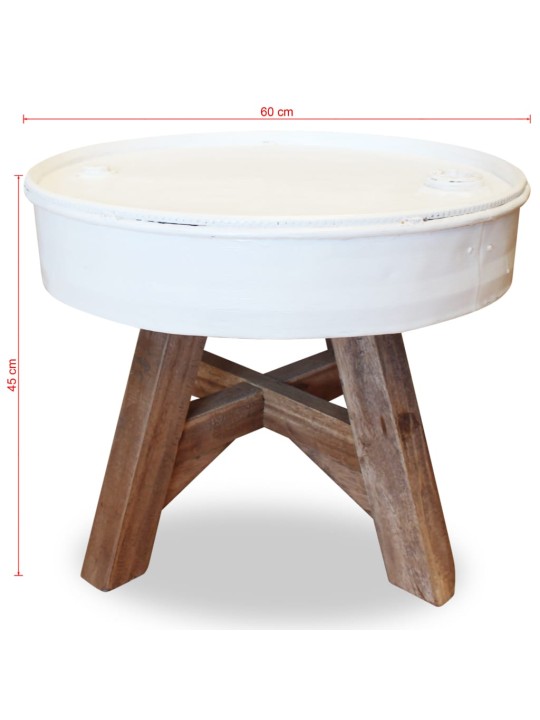 Konferenční stolek masivní recyklované dřevo bílý 60 x 45 cm