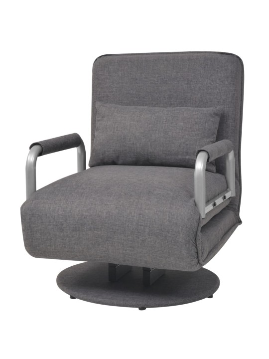 Otočné křeslo rozkládací tmavě šedé textil