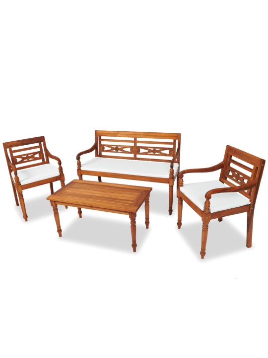 4dílná zahradní sedací souprava s poduškami masivní teak