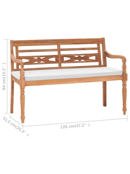 Lavice Batavia s poduškou 120 cm teak