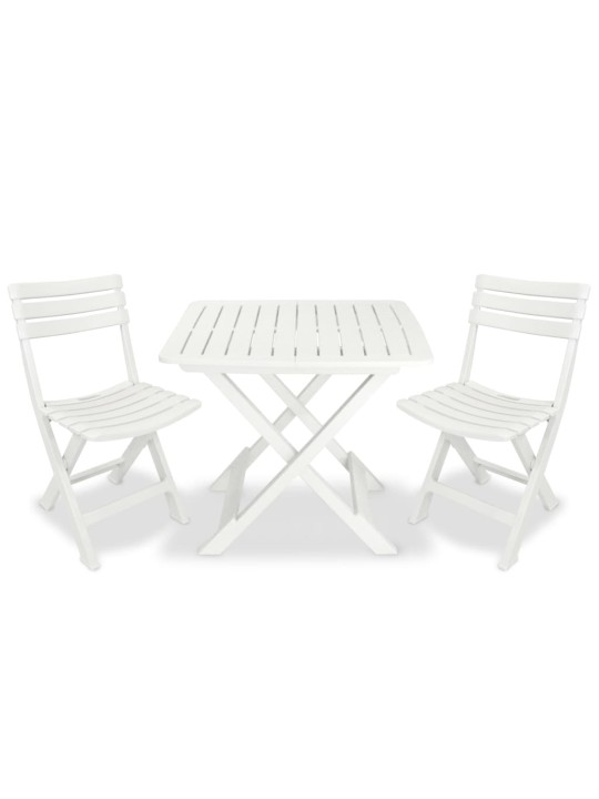 3dílný skládací bistro set plastový bílý