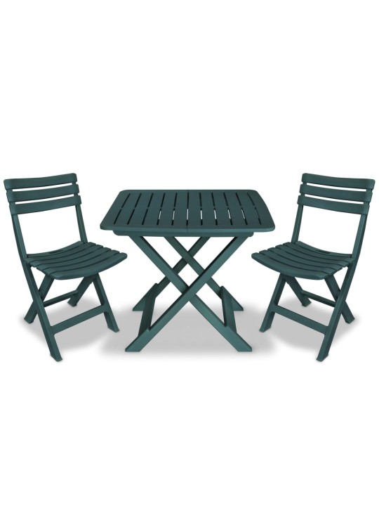 3dílný skládací bistro set plastový zelený