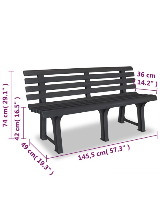 Zahradní lavice 145,5 cm plastová antracitová