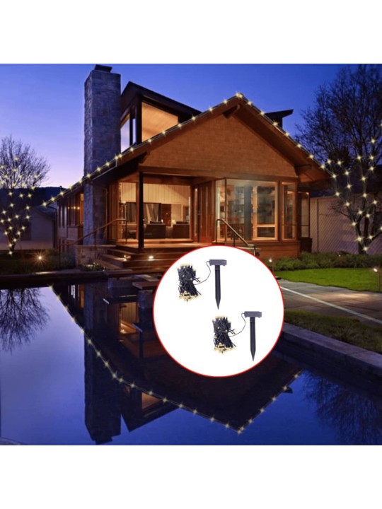 LED solární světelné řetězy 2 ks teplé bílé světlo