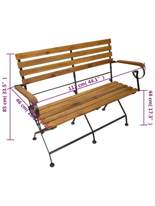 Skládací zahradní lavice 112 cm masivní akácie