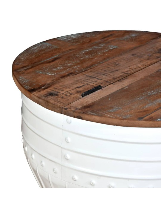 Konferenční stole masivní recyklované dřevo bílý tvar sudu
