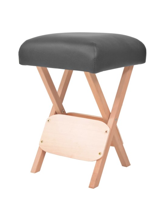 Skládací masážní stolička 12 cm silný sedák 2 podhlavníky černá