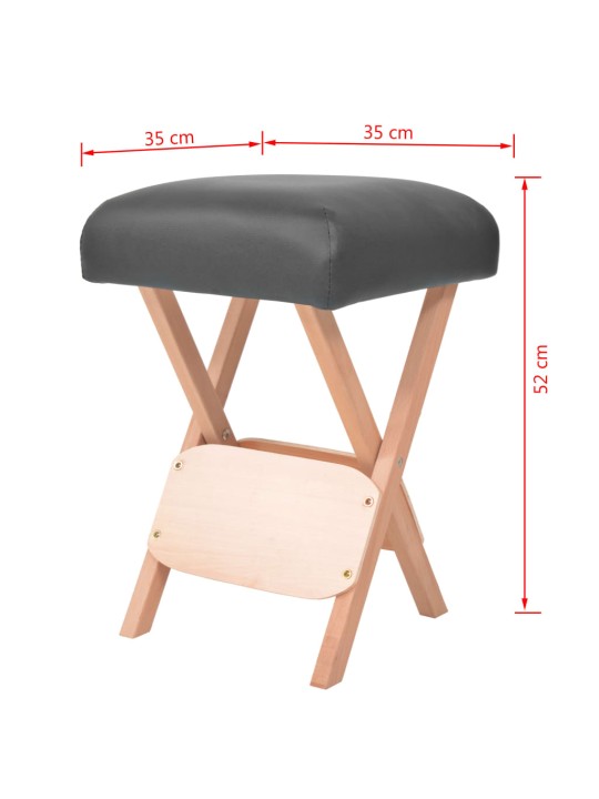 Skládací masážní stolička 12 cm silný sedák 2 podhlavníky černá