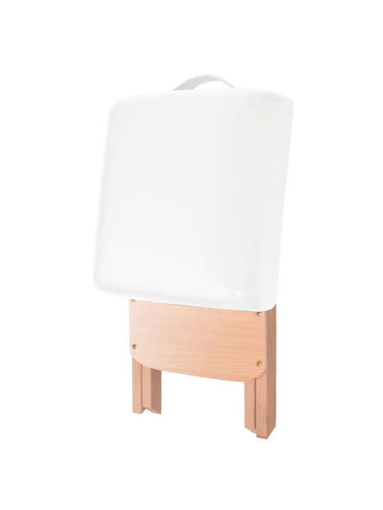 Skládací masážní stolička s 12 cm silným sedákem bílá