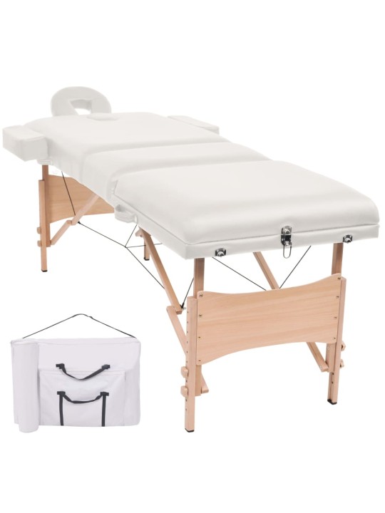 Skládací masážní stůl 3 zóny tloušťka 10 cm bílý