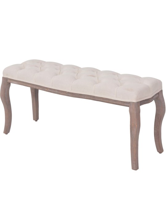 Lavice se lněným čalouněním 110 x 38 x 48 cm krémově bílá