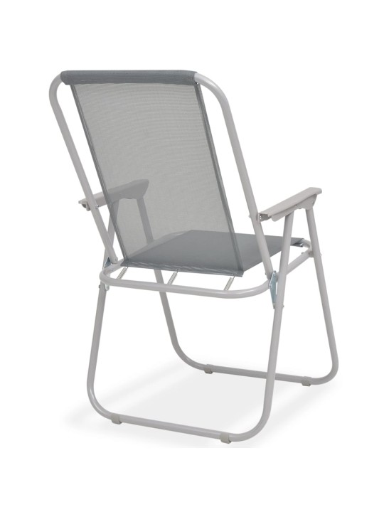 8dílný zahradní jídelní set ocel a textilen šedý