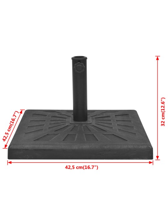 Stojan na slunečník, pryskyřice, čtvercový černý 12 kg