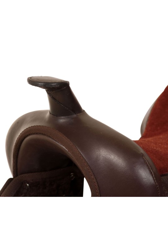 Westernové sedlo pro koně, set, pravá kůže 17" hnědé