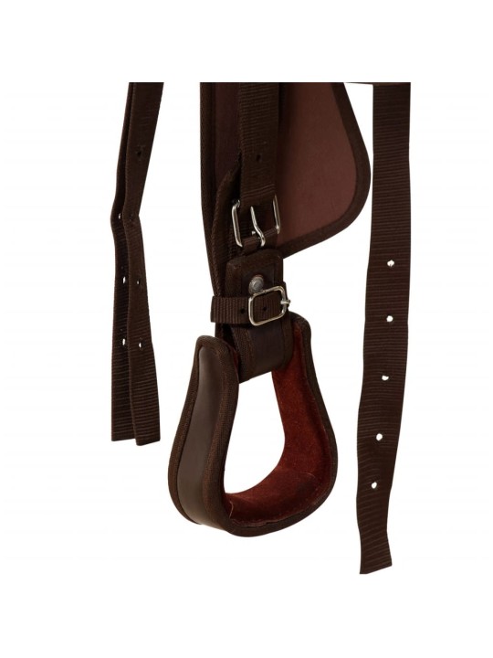 Westernové sedlo pro koně, set, pravá kůže 17" hnědé