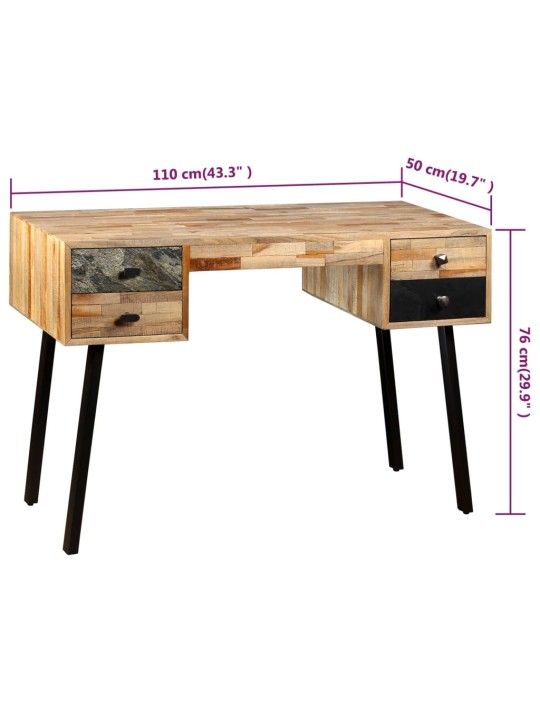Psací stůl masivní recyklovaný teak 110 x 50 x 76 cm