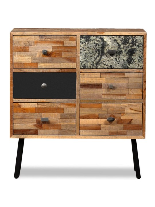 Boční skříňka s 6 zásuvkami recyklovaný teak 70 x 30 x 76 cm