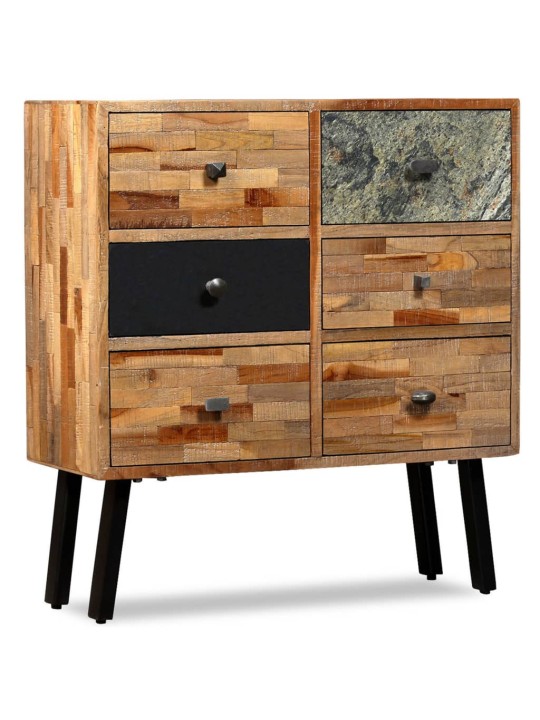 Boční skříňka s 6 zásuvkami recyklovaný teak 70 x 30 x 76 cm