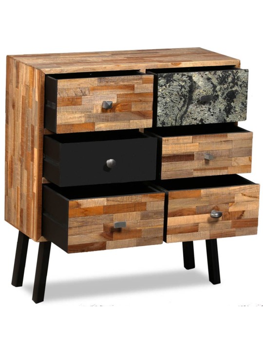 Boční skříňka s 6 zásuvkami recyklovaný teak 70 x 30 x 76 cm