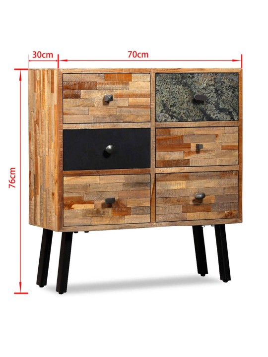 Boční skříňka s 6 zásuvkami recyklovaný teak 70 x 30 x 76 cm