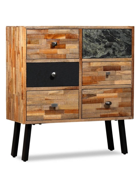 Boční skříňka s 6 zásuvkami recyklovaný teak 70 x 30 x 76 cm