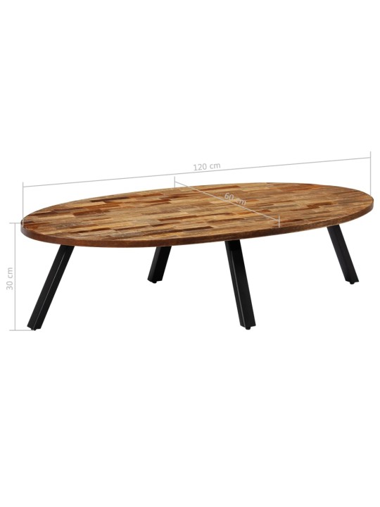 Konferenční stolek masivní recyklovaný teak oválný 120x60x30 cm
