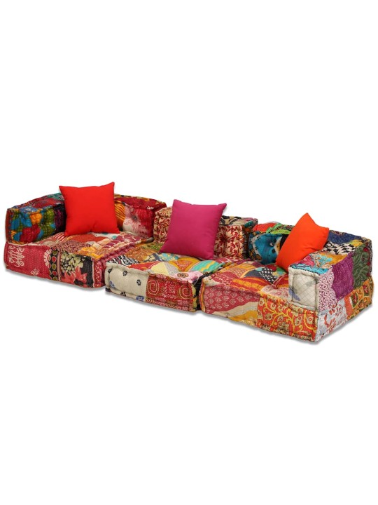 3místný modulární pouf patchwork textil