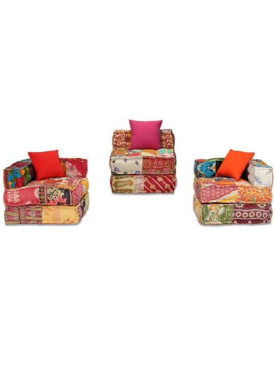 3místný modulární pouf patchwork textil