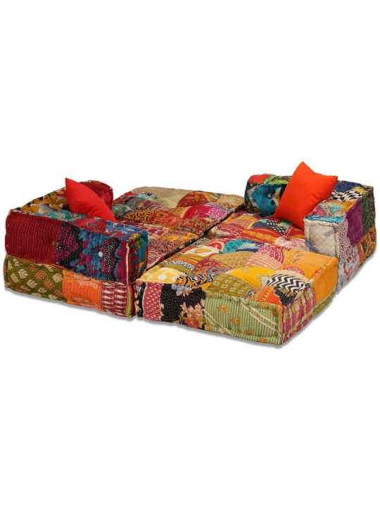 3místný modulární pouf patchwork textil