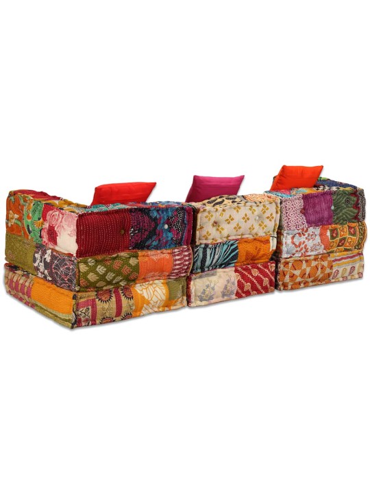 3místný modulární pouf patchwork textil