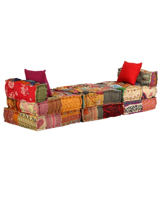 3místný modulární pouf patchwork textil