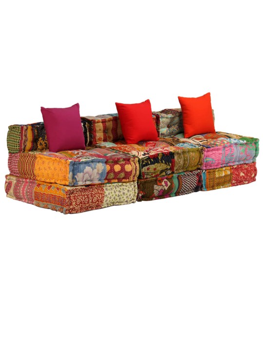 3místný modulární pouf patchwork textil