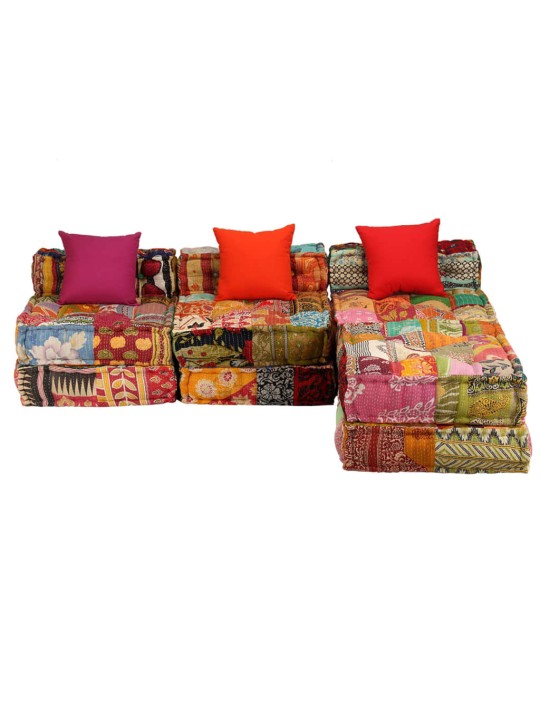 3místný modulární pouf patchwork textil